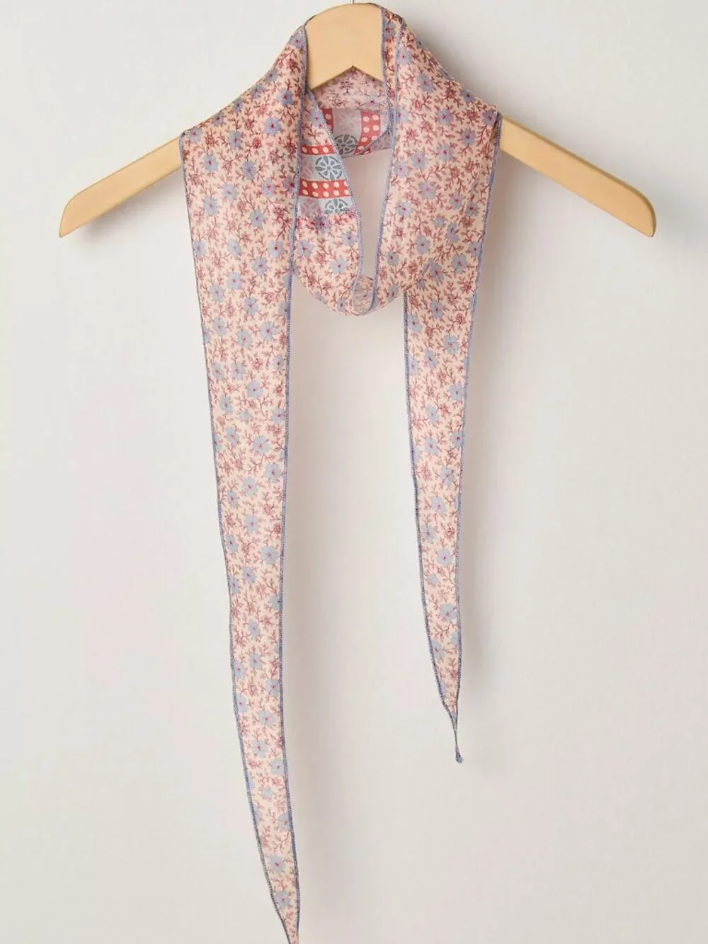 ☀️ Free People Tilly Skinny Silk Convertible Scarf Pastel Floral Ditsy Dot NWT